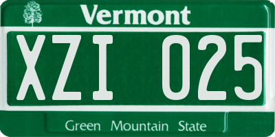 VT license plate XZI025