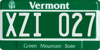 VT license plate XZI027