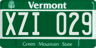VT license plate XZI029