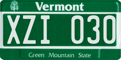 VT license plate XZI030