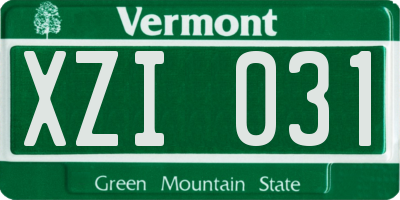 VT license plate XZI031