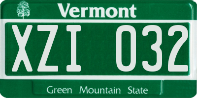 VT license plate XZI032