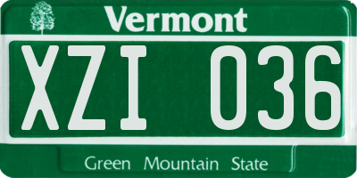 VT license plate XZI036