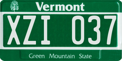 VT license plate XZI037