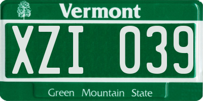 VT license plate XZI039