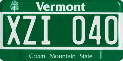 VT license plate XZI040