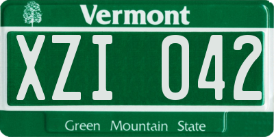 VT license plate XZI042