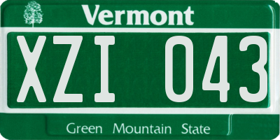 VT license plate XZI043