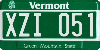 VT license plate XZI051