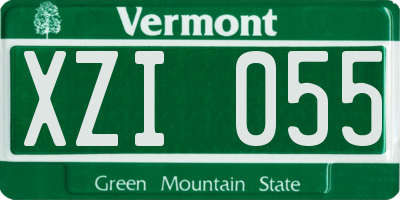 VT license plate XZI055