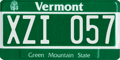 VT license plate XZI057