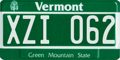VT license plate XZI062