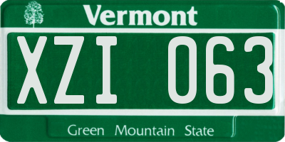 VT license plate XZI063