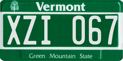 VT license plate XZI067