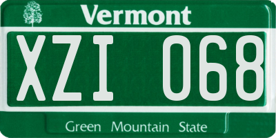 VT license plate XZI068
