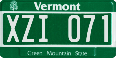 VT license plate XZI071
