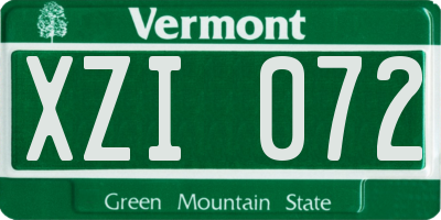 VT license plate XZI072