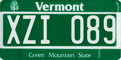 VT license plate XZI089