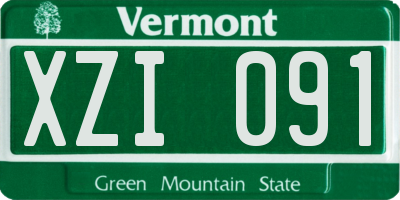 VT license plate XZI091