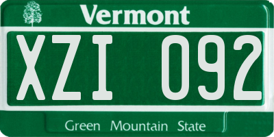 VT license plate XZI092