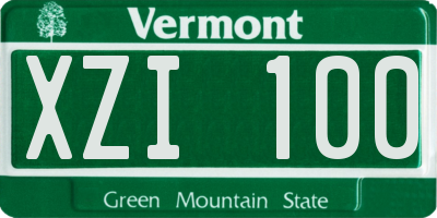 VT license plate XZI100