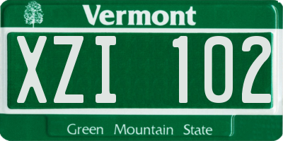 VT license plate XZI102