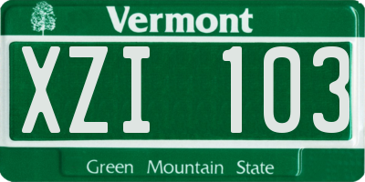 VT license plate XZI103