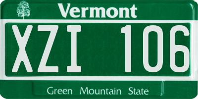 VT license plate XZI106