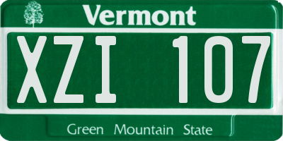 VT license plate XZI107