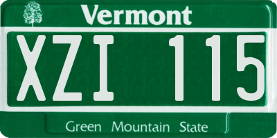 VT license plate XZI115