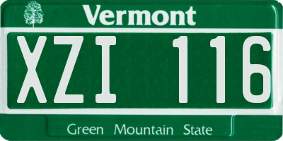 VT license plate XZI116