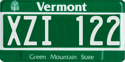 VT license plate XZI122