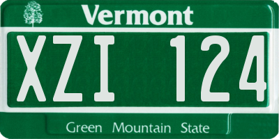 VT license plate XZI124