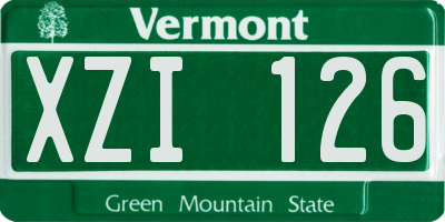 VT license plate XZI126
