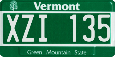 VT license plate XZI135