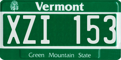 VT license plate XZI153