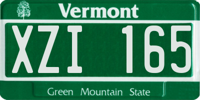 VT license plate XZI165