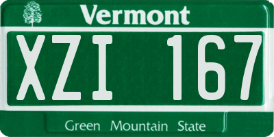 VT license plate XZI167