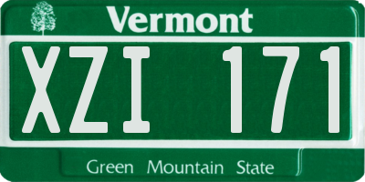 VT license plate XZI171