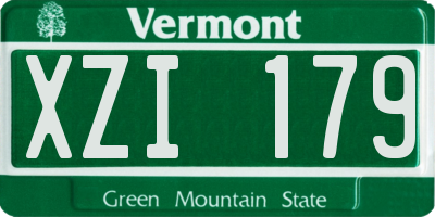 VT license plate XZI179