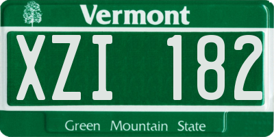 VT license plate XZI182