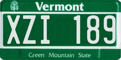 VT license plate XZI189