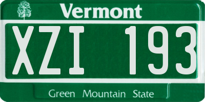 VT license plate XZI193