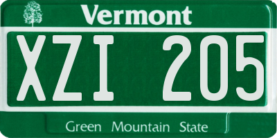VT license plate XZI205