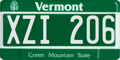 VT license plate XZI206