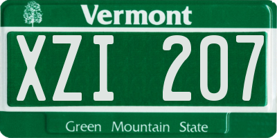 VT license plate XZI207