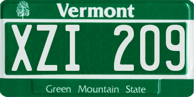 VT license plate XZI209