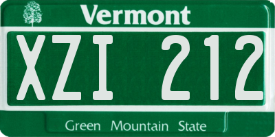 VT license plate XZI212