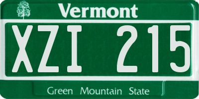VT license plate XZI215