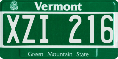 VT license plate XZI216